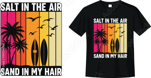 Beach Life Quote with Surfboards and Palm Trees for Summer T-shirts