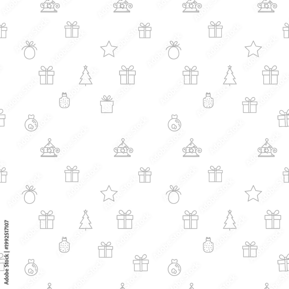 Obraz premium Seamless Pattern of Hand Drawn Christmas Icons and Festive Elements.