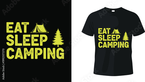 Camping Lifestyle Quote with Tent and Tree Design for Outdoor Adventure T-shirts