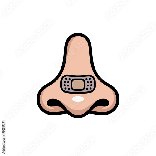 A cartoon illustration of a nose with a bandage on it