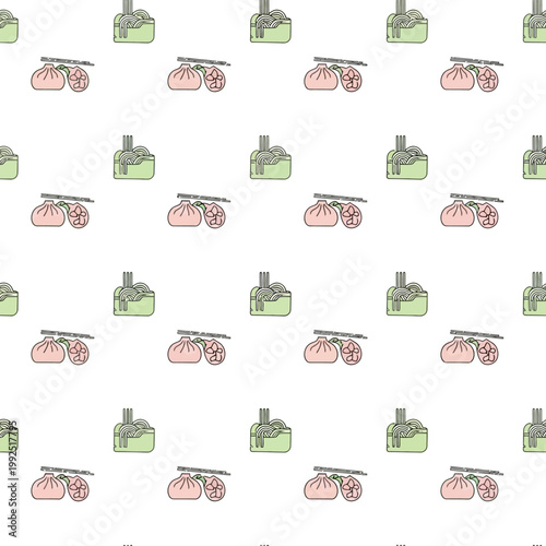 Seamless pattern with cute illustrated baby boy and girl accessories.