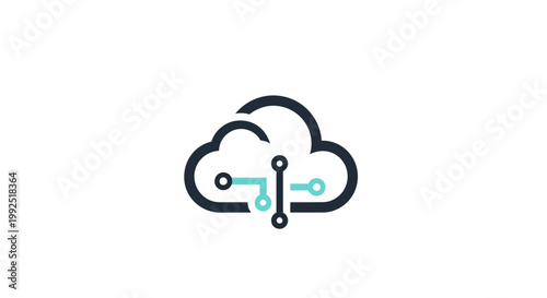 Cloud Computing Technology Icon Digital Network Connection.