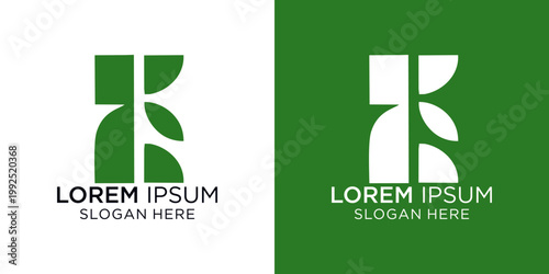 Versatile logo designs perfect for businesses, featuring a modern style and customizable slogan on white and green backgrounds