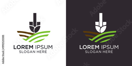 Eye-catching logo design featuring a leaf and shovel on a colorful background, perfect for businesses and brands looking for a modern and professional identity