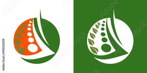 Eco friendly logos with leaf patterns and circles for sustainable brands