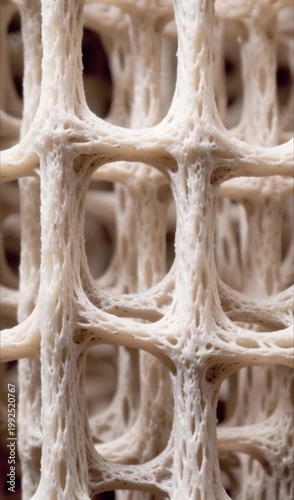 Biological bone structure animation revealing porous organic lattice framework moving in slow motion captured within this high resolution scientific microscopic medical video clip