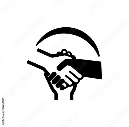 Handshake with Helmet Icon - Safety and Agreement Symbol