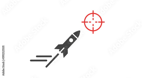 Rocket Launching Towards Target Symbolizing Success.