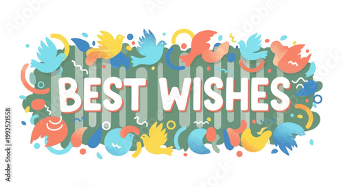 Colorful birds and animals celebrate with best wishes message