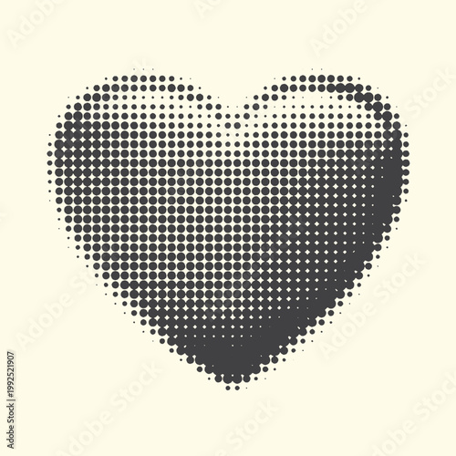 Heart shape with stippled texture abstract illustration minimalist monochrome affection relationship connection devotion sentiment symbolism creative representation expression valentine