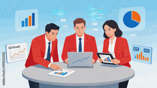 Business team analyzing data at meeting