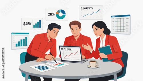Business team analyzing data at meeting