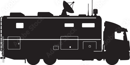 Fire truck, emergency vehicle, silhouette, black icon, vector graphics