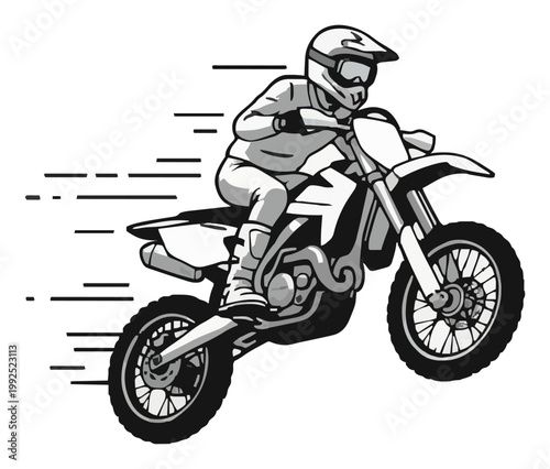 Dirt bike speeding with motion blur vector illustration. Generative AI