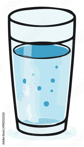 Sparkling water glass top-down view vector icon. Generative AI