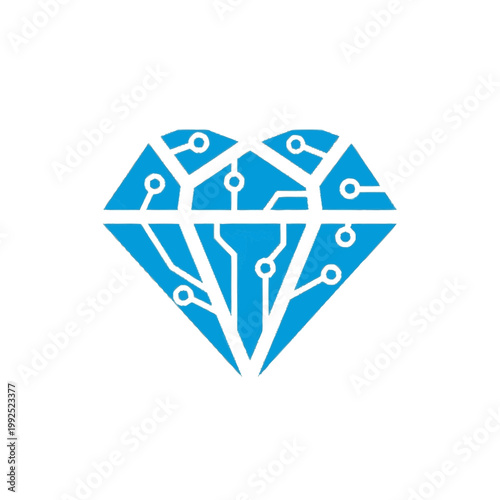 Blue Heart-Shaped Circuit Board - Technology Love & Digital Innovation Icon