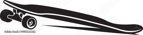 Black skateboard, vector skateboard icon, minimalist skateboard design, sports equipment
