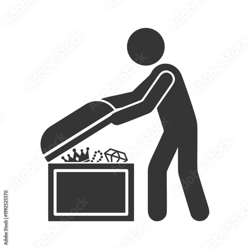 宝箱を開ける人物のシルエットアイコン