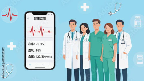 Medical staff and health monitoring app