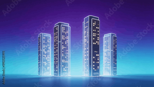 Futuristic skyscrapers at night