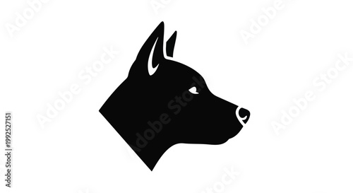 Black dog head silhouette profile view