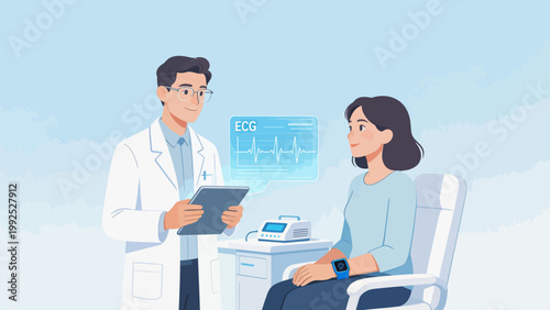 Doctor examining patient with ECG