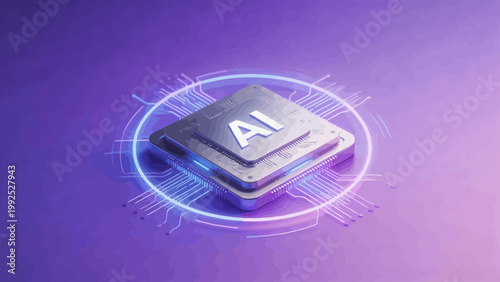 AI chip with glowing circuitry