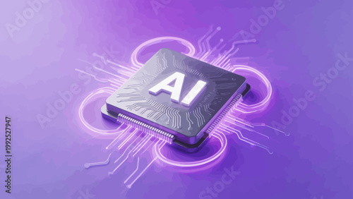 AI chip with glowing circuitry