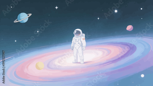 Astronaut standing in space