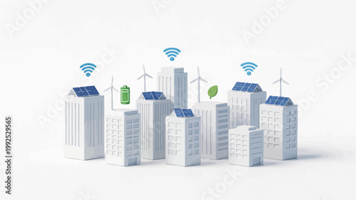 Ecofriendly cityscape with renewable energy