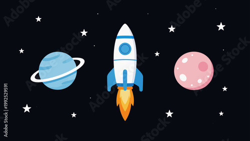 Rocket space planet stars