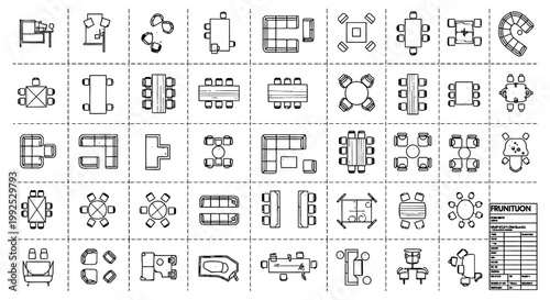 architectural furniture symbols top view a comprehensive set of vector icons for modern interior design and floor plans.