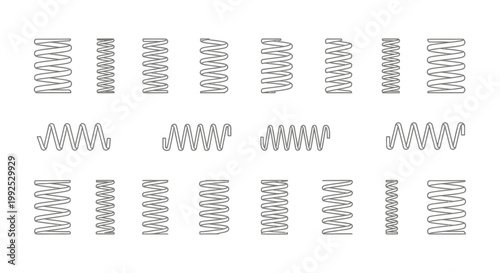 collection of coil springs in varying sizes and shapes on white background