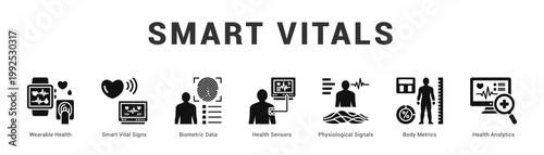 Smart Vitals Modern and clean web banner illustration featuring thematic icons for visual communication