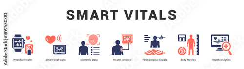 Smart Vitals Modern and clean web banner illustration featuring thematic icons for visual communication