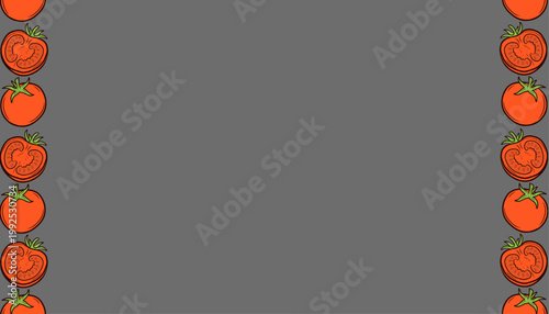 Doodle Tomato Background. Handdrawn Fruit Illustration. Botanical Red Background for Packaging Textile Design