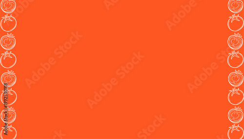 Doodle Tomato Background. Handdrawn Fruit Illustration. Botanical Red Background for Packaging Textile Design
