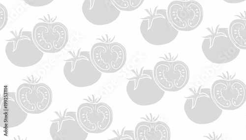 Tomato Seamless Pattern. Handdrawn Fruit Illustration. Botanical Red Background for Packaging Textile Design