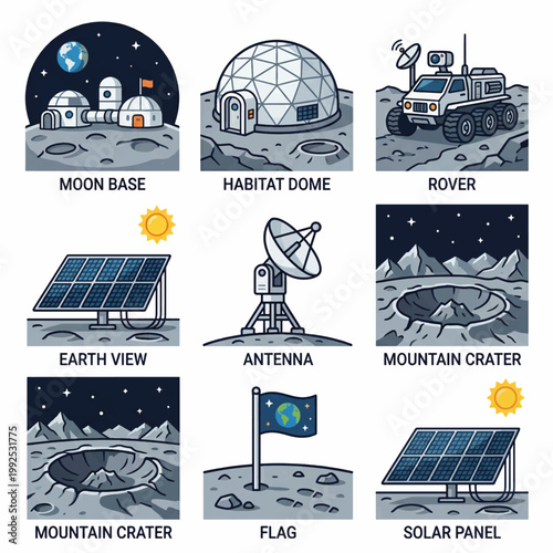 Space exploration and colonization elements collection.
