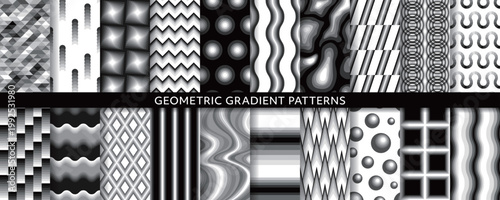 幾何学的なグラデーションパターンセット