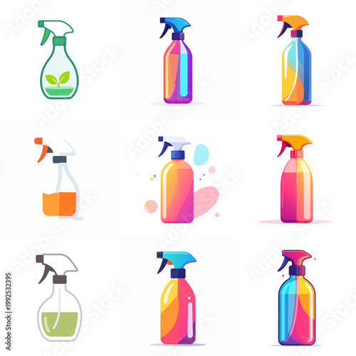 Spray Bottle Illustrations in a Variety of Vibrant Colors and Styles
