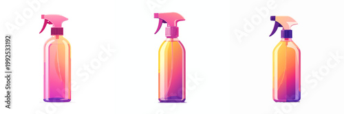 Spray Bottle Set with Colorful Liquid Gradient Illustration