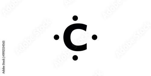 Lewis Dot Structure of Carbon. Letter C Surrounded by Four Single Dots.