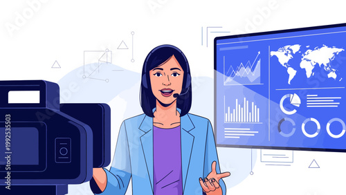 Woman Speaking in Front of Camera.