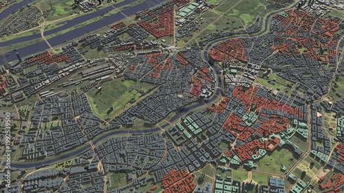 3D looped animation of city - Vienna Austria