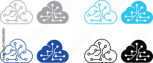 Cloud technology circuit symbol with technology connection internet download information architecture abstract electronic background iconography processing communication