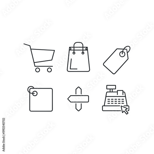 Shopping cart and retail icons.