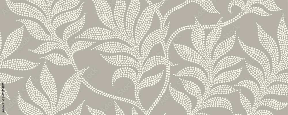 Obraz premium Dotted abstract floral leaf seamless pattern.