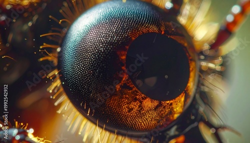 Extreme Close-Up of a Flys Eye - A Microscopic World Revealed.