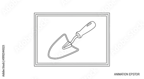 Gardening Hand Trowel Outline Icon - Simple Vector Illustration